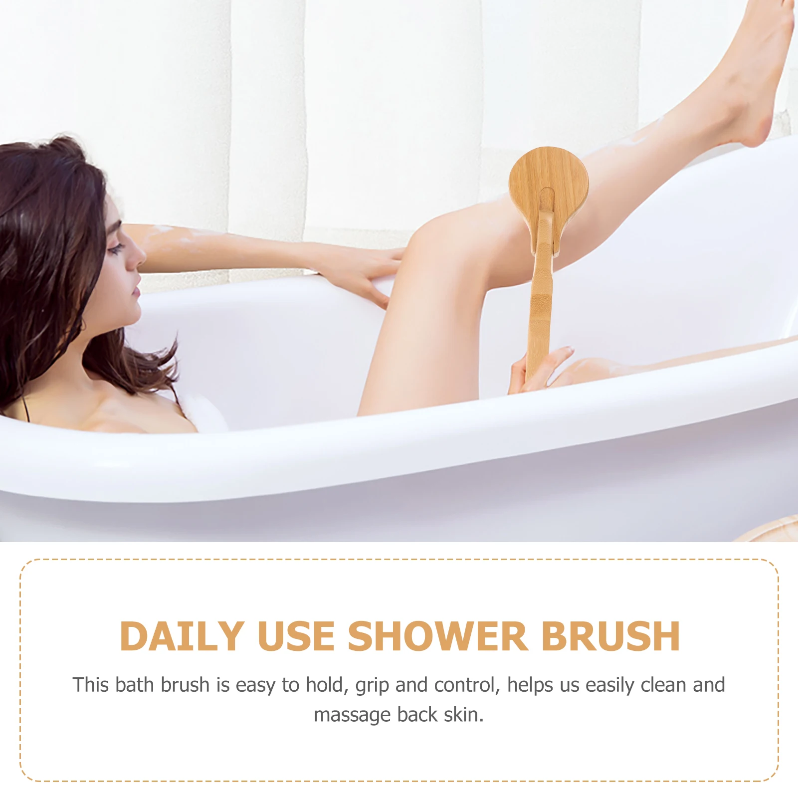 

Exfoliating Shower Brush Long Handle Bath Scrubber for Body and Back Deep Clean Massage Bathing Tool for Daily Hygiene Routine