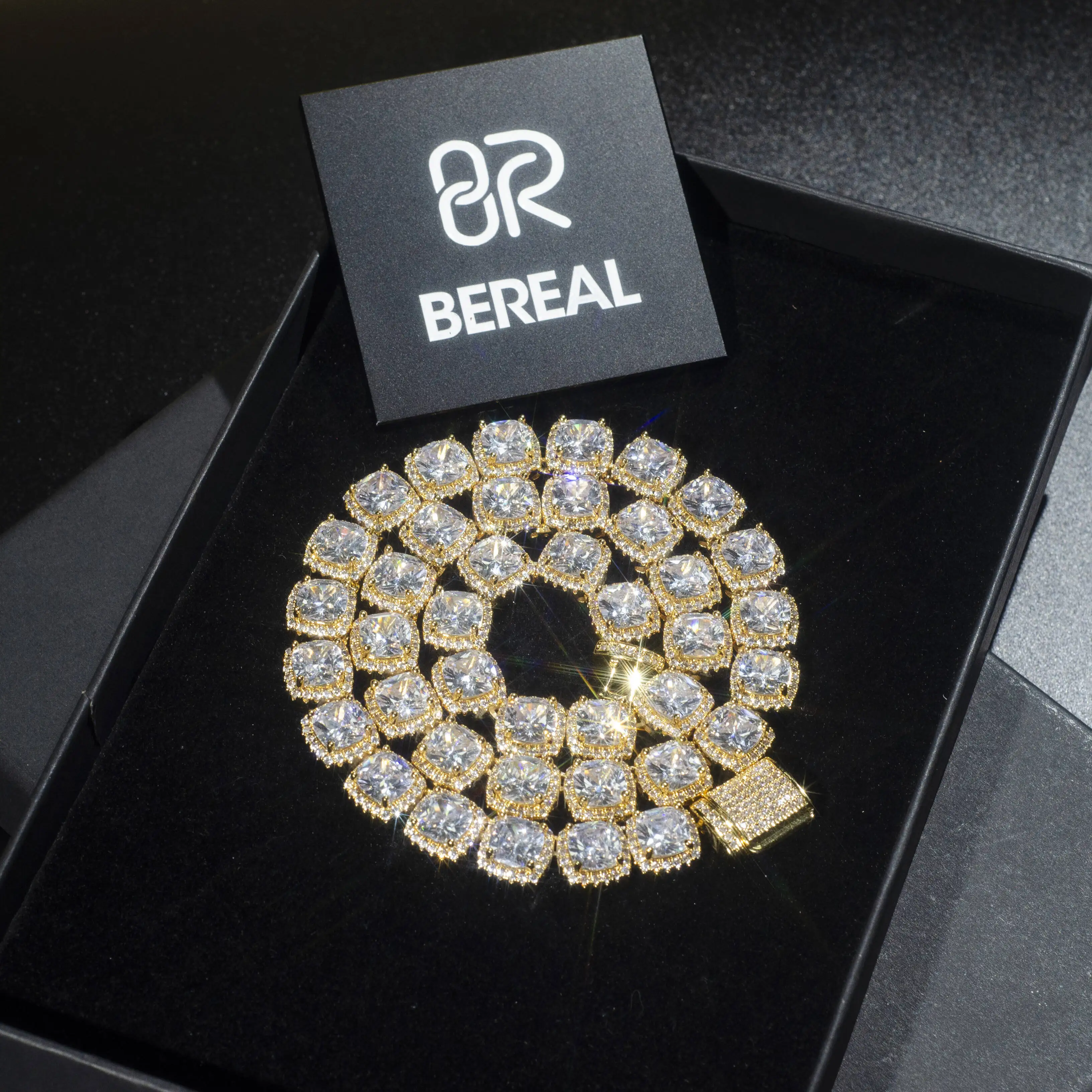 Custom VVS Moissanite Tennis Chain Bracelet Iced Out Gold Plated 925 Sterling Silver Diamond Halo Tennis Chain Necklace Jewelry