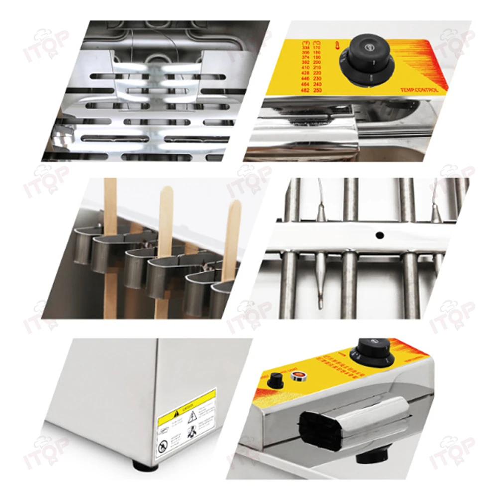 ITOP 12L 상업용 자동 치즈 핫도그 스틱 프라이 전기 한국어 모짜렐라 옥수수 개 프라이 기계