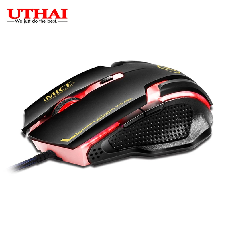 

UTHAI A9 Компьютерные аксессуары Проводная игровая мышь Макроопределение 6-клавишная четырехцветная дышащая легкая игровая мышь