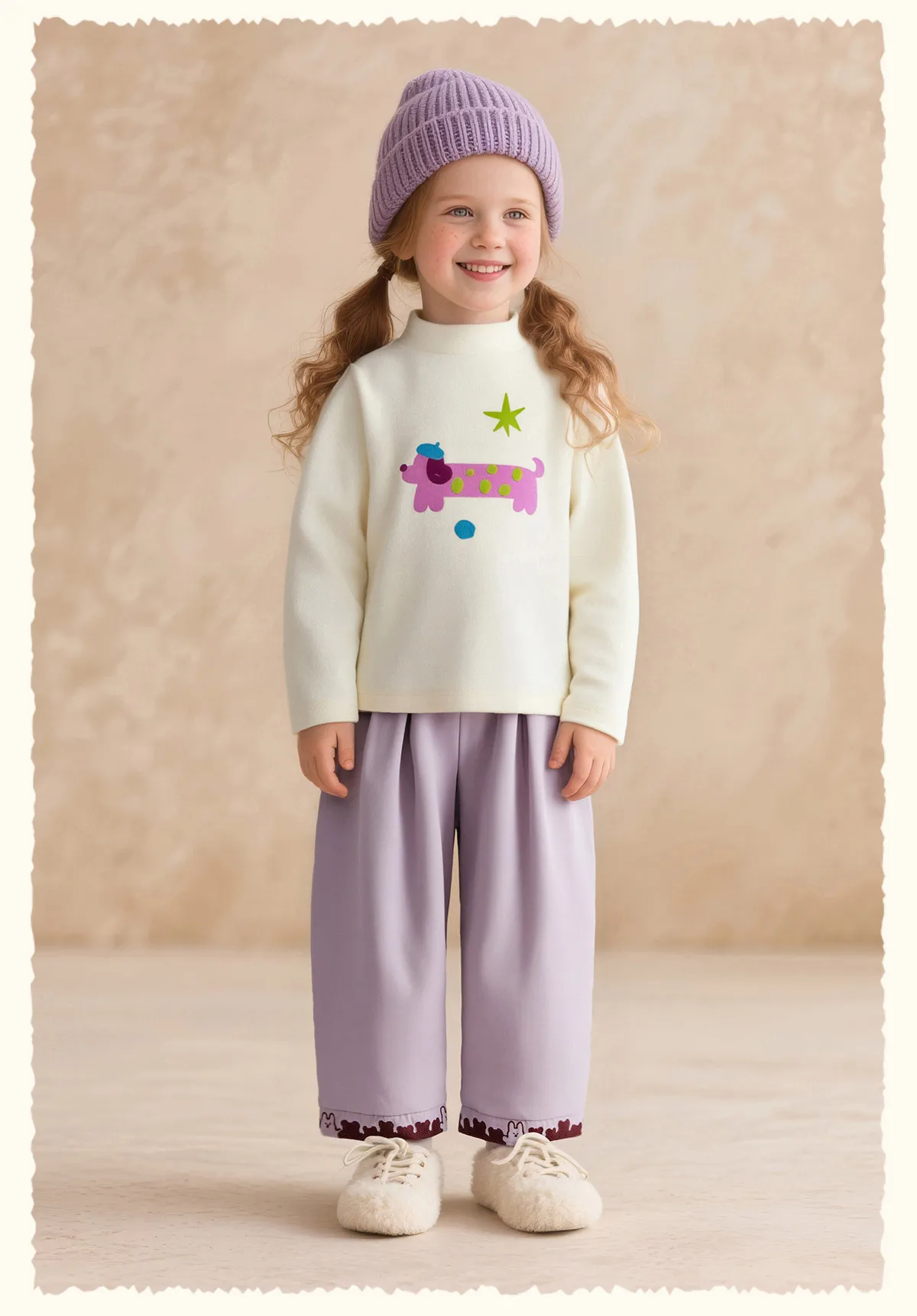 Amila Kids Winter 2026 Mädchenmode Rundhals-Unterhemd Rosa Beige Schwarz Rosenrot Einfaches und Verspieltes Muster – Detail 11