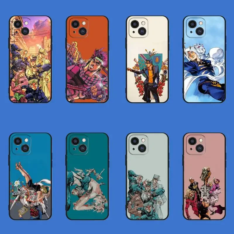 

J-Jojo's Bizarre Adventure Phone Case For iPhone 11 12 Mini 13 14 PRO XS MAX X XR 6 7 8 Plus Black Shell