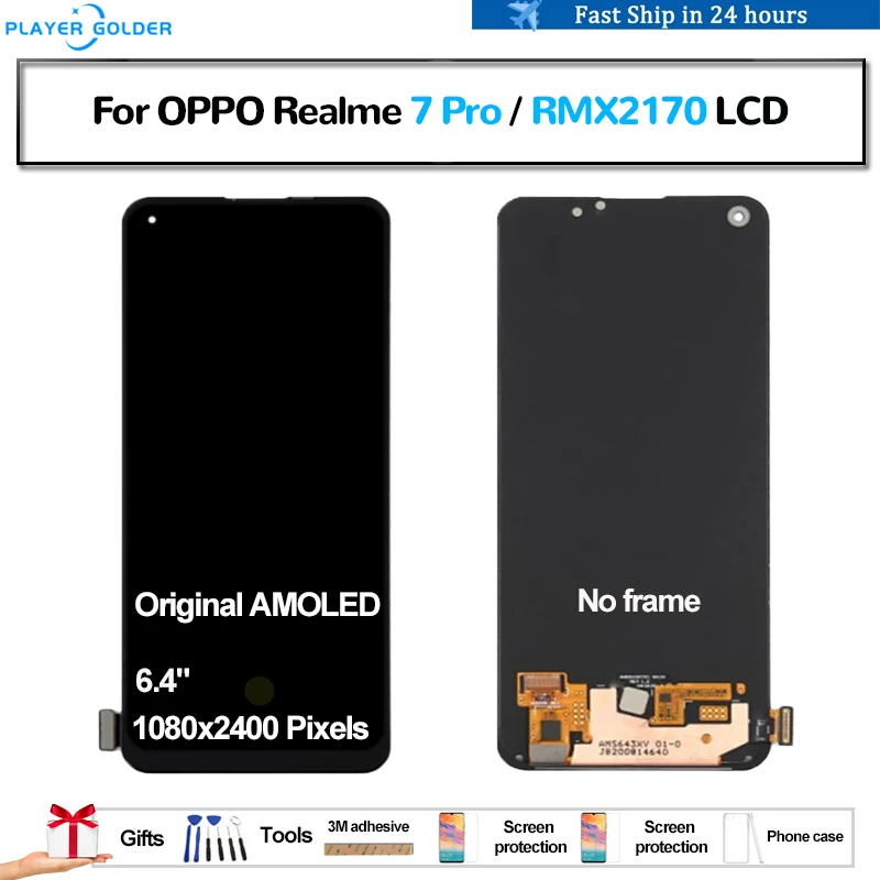 Original AMOLED For OPPO Realme 7 Pro RMX2170 Pantalla lcd Display Touch Panel Screen Digitizer Assembly Replacement Accessory