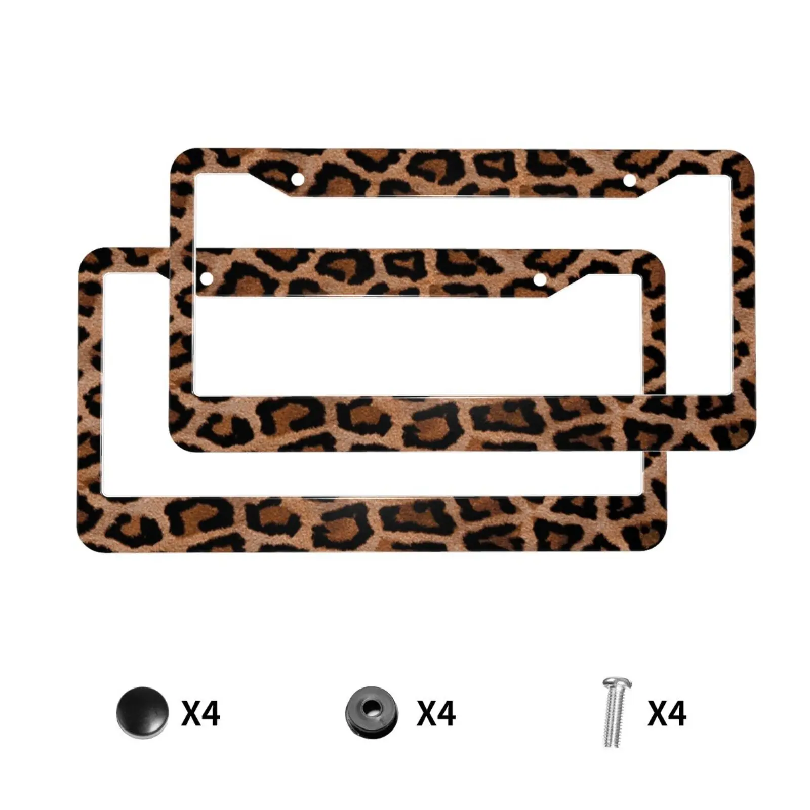 

Deep Red Leopard Print Pattern Car License Plate Frame 2 Pack License Plate Holder with 2 Holes Car Tag Frame for Women Men