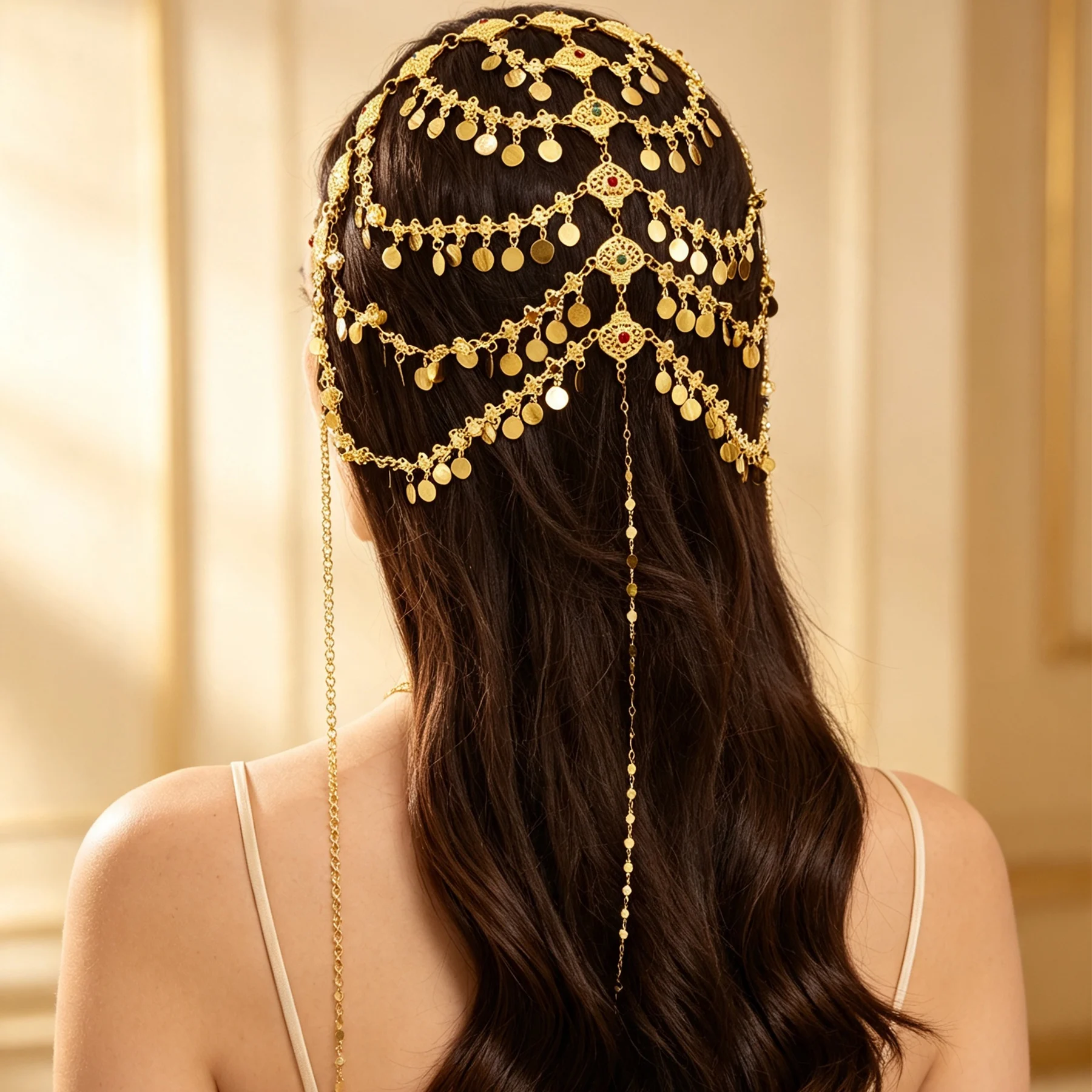 Travel Accessories India - Hiasan Kepala Pengantin Etnis Bohemian Berlapis