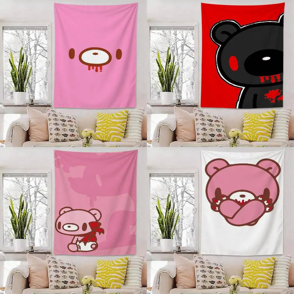 Kawaii G-Gloomys Pink Bear Flag Digital Printing Banner for Garage Wall Out Door Decoration