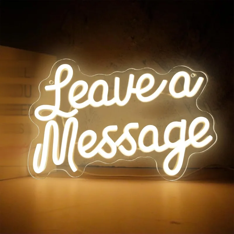 

Leave a Message Neon Signs for Wall Decor,LED Guestbook Sign,USB Powered Welcome Neon for Salon & Wedding Backdrop Decoration