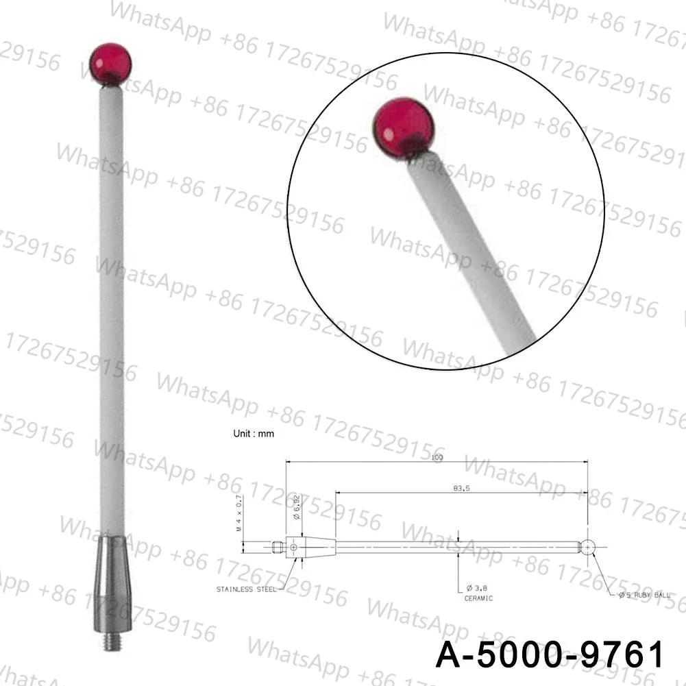 Touch Probe Stylus M4 Ceramic Stem 5mm Ball Tips 100mm Long A-5000-9761 Detection Device Jewel Ball Tip Stylus CNC LatheTool