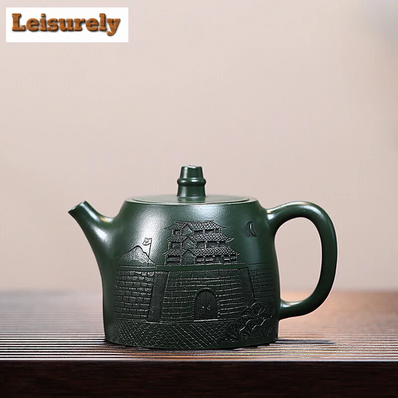 

300ml Yixing Purple Clay Teapot Handmade Raw Ore Green Mud Tea Pot Beauty Tea Infuser Kettle Chinese Zisha Tea Set Collection