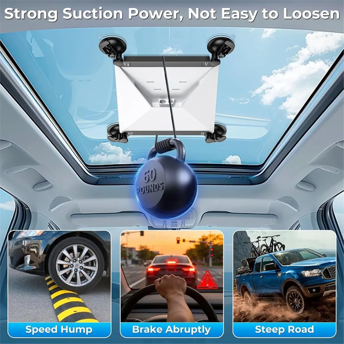 Suction Cup Mount for Car Sunroof Window, Secure Satellite Mounting Kit with Strong Grip, Stable Signal for RVs Boats