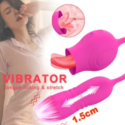 Rose Vibrator Rose Toy with Tongue for Women Silicone Female Stimulator Oral Clit Licking Dildo Thrusting Egg Adult Sex Toys