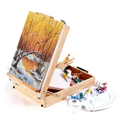 Ginflash Fillet Desktop Laptop Box Easel Painting Hardware Accessories Multifunctional Painting Suitcase Art Supplies Artist