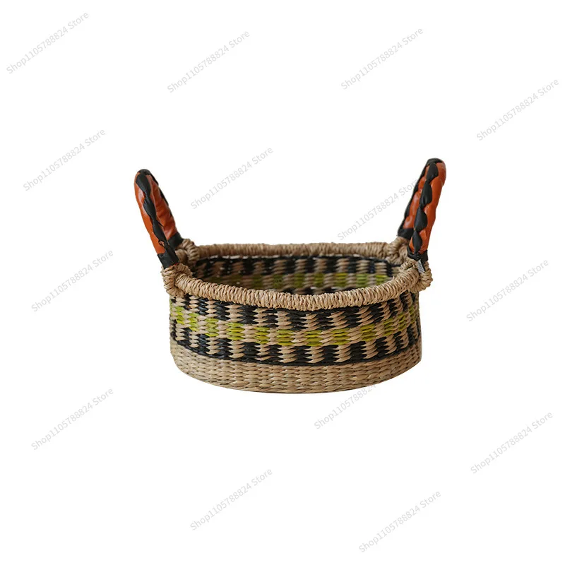 For Seagrass Hand-woven Portable Flower Arrangement Storage Basket Picnic Snack Basket Household Fruit Basket