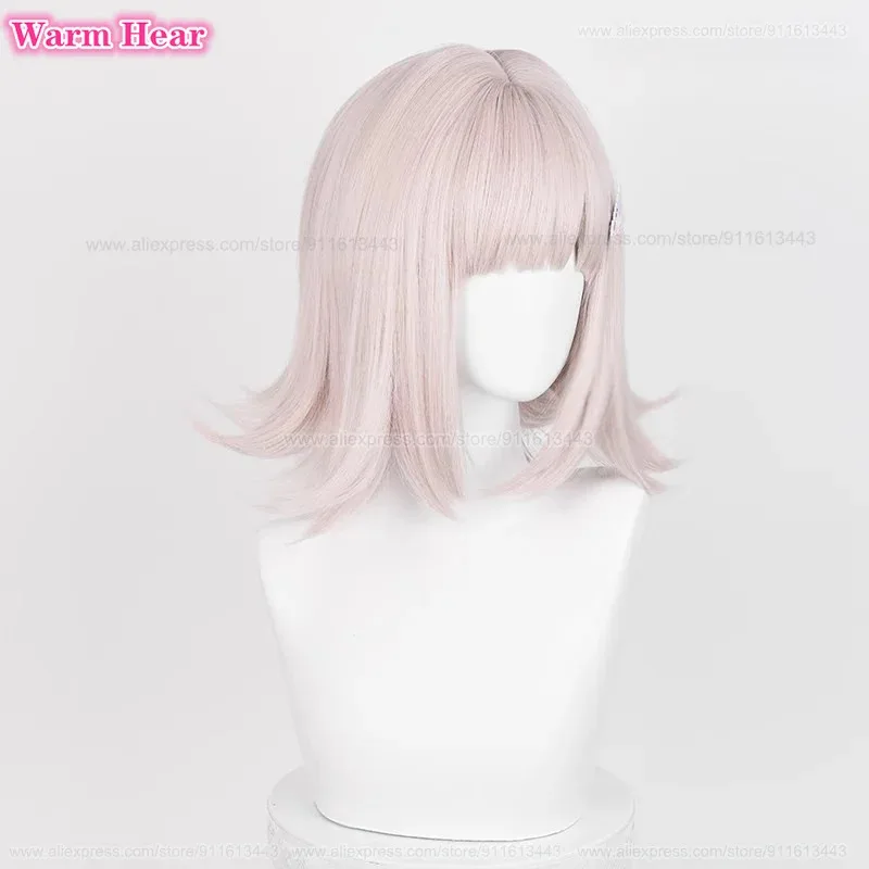 أنيمي نانامي شياكي الاصطناعية قصيرة 34 سنتيمتر رمادي وردي تأثيري مع دبوس الشعر مقاومة للحرارة الشعر هالوين حزب الباروكات VBN ؛,.79OG; ك