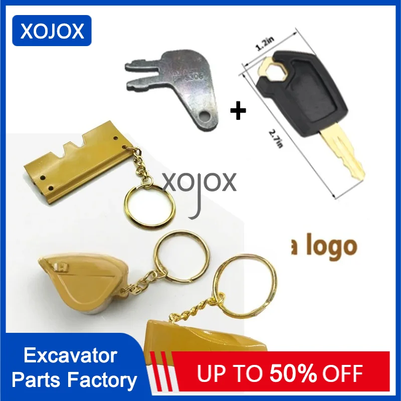 

XOJOX 8H5306 5P8500 For Excavator Heavy Equipment Keychain F0002 Ignition Key with Bucket Key Chain