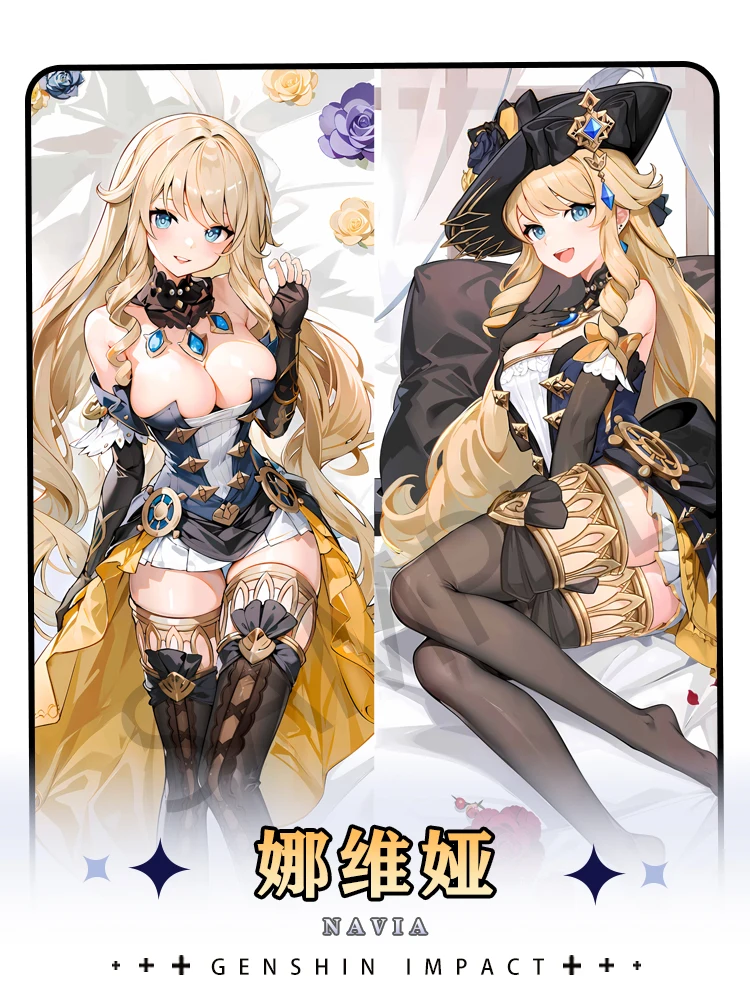 Original Anime Girl Navia Genshin Impact Cosplay Double-sided Hugging Body Dakimakura Pillow Case Cushion Cover Home Decor Gift