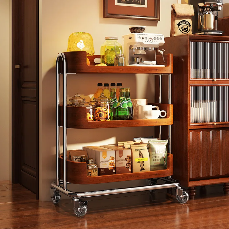 

Hxl snack cart storage rack living room movable dining cart floor storage shelf