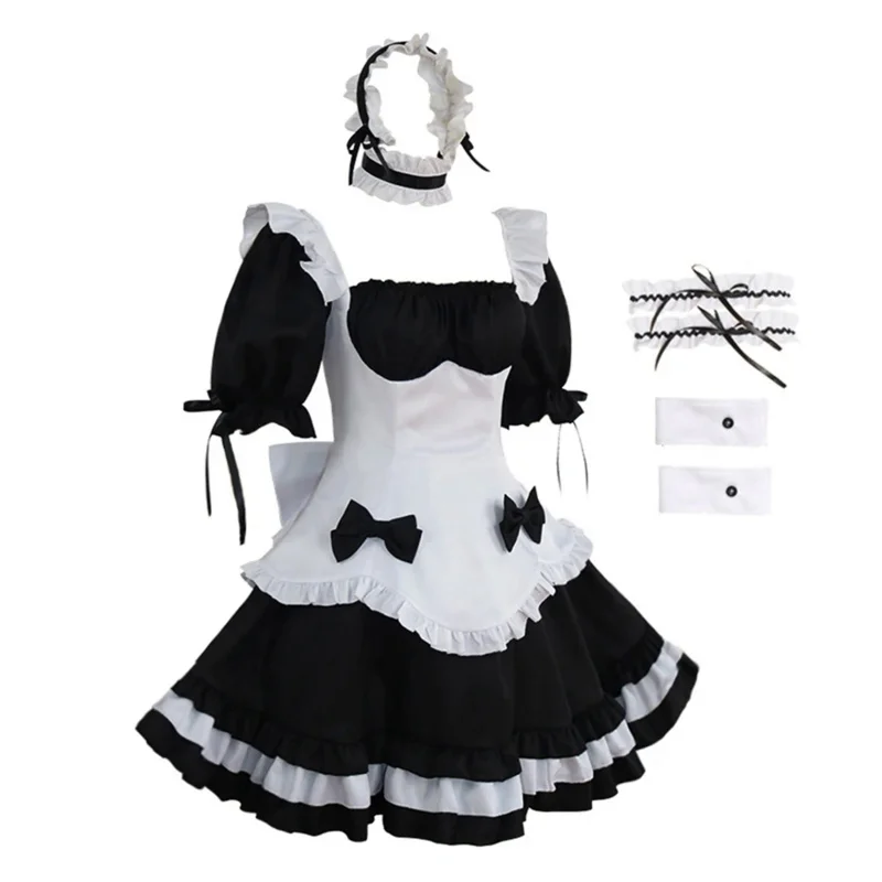 Costume de Cosplay Lolita Noir et Blanc pour Femme, Robe de Servante, Uniforme de Scène de ix303