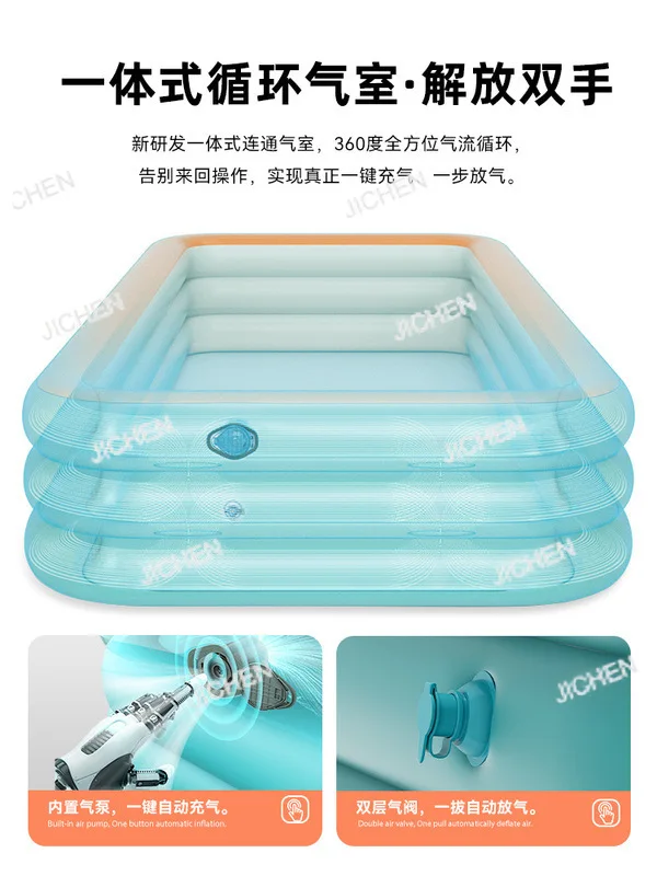حمام سباحة قابل للنفخ، دلو سباحة منزلي قابل للطي، حمام سباحة عائلي للبالغين #1