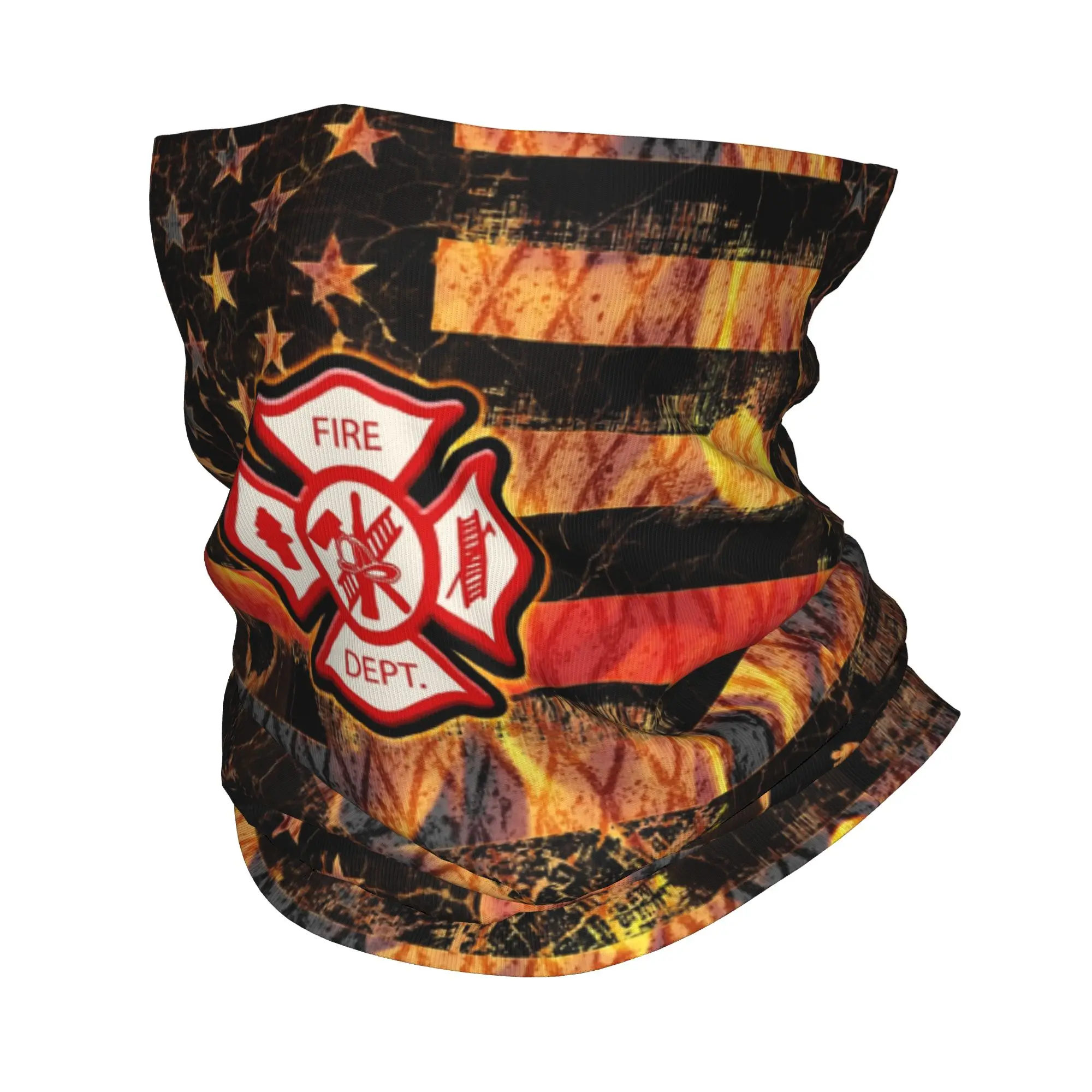 Firefighter Cross and Flames Bandana Neck Gaiter UV Protection Face Scarf Cover Women Men  Headband Tube Balaclava