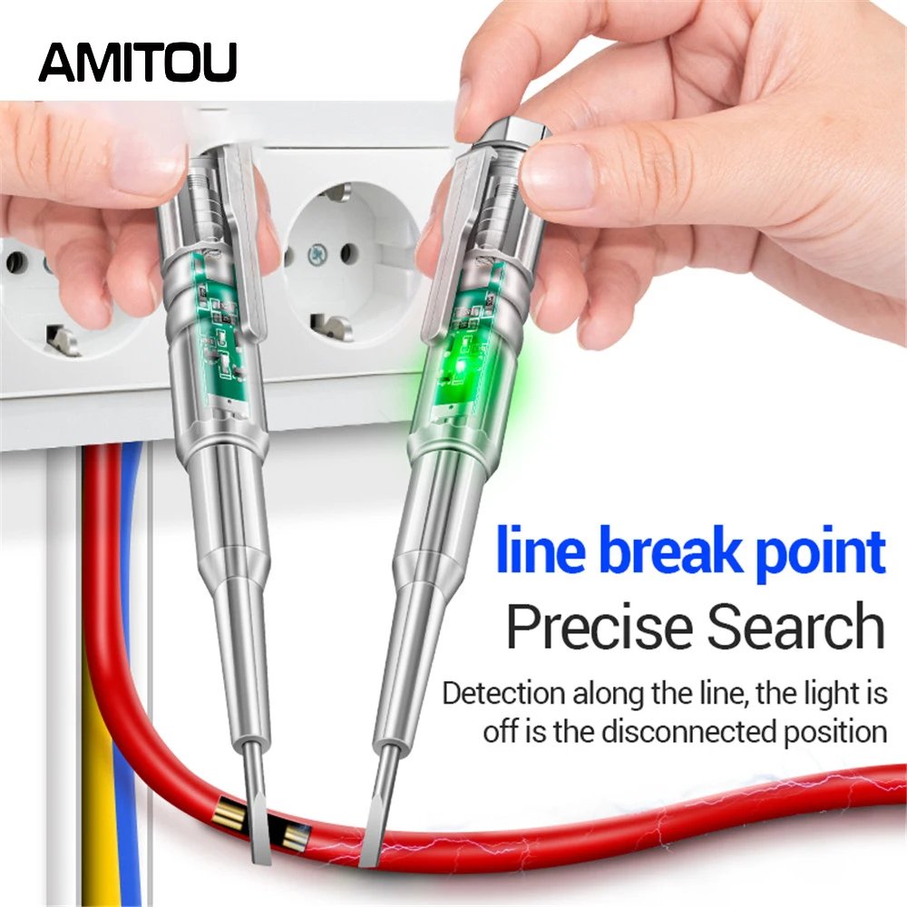 AMITOU B13 Electric Screwdriver Voltage Tester LED High-Brightness Induction Measuring Pen 24-250V Zero Live Wire Detector Tools