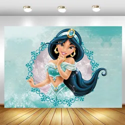 Disney Princess Jasmíne Backdrop Aladdin Fairy Tale Girls Birthday Party Custom Photography Background Photocall Decor Banner