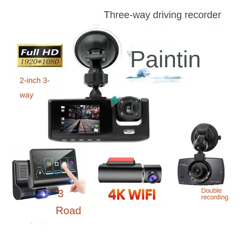 3 Channel Dash Cam for Car Camera 1080P Video Recorder Dashcam Black Box Dual Lens Inside Car DVR Rear View Camera car accessory