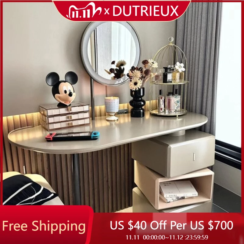 

Luxury Women Vanity Table Modern Bedside Makeup Bedroom Dressing Table Mirror Chair Mesa De Maquillaje Lounge Suite Furniture