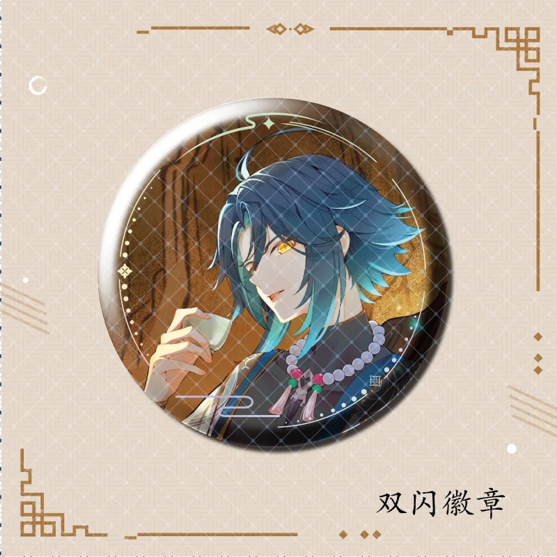 Anime Genshin Impact Zhongli Cosplay Cartoon Standing Sign Acrylic Stand Figure Accessory Coloured Paper Badge Pendant Brooch