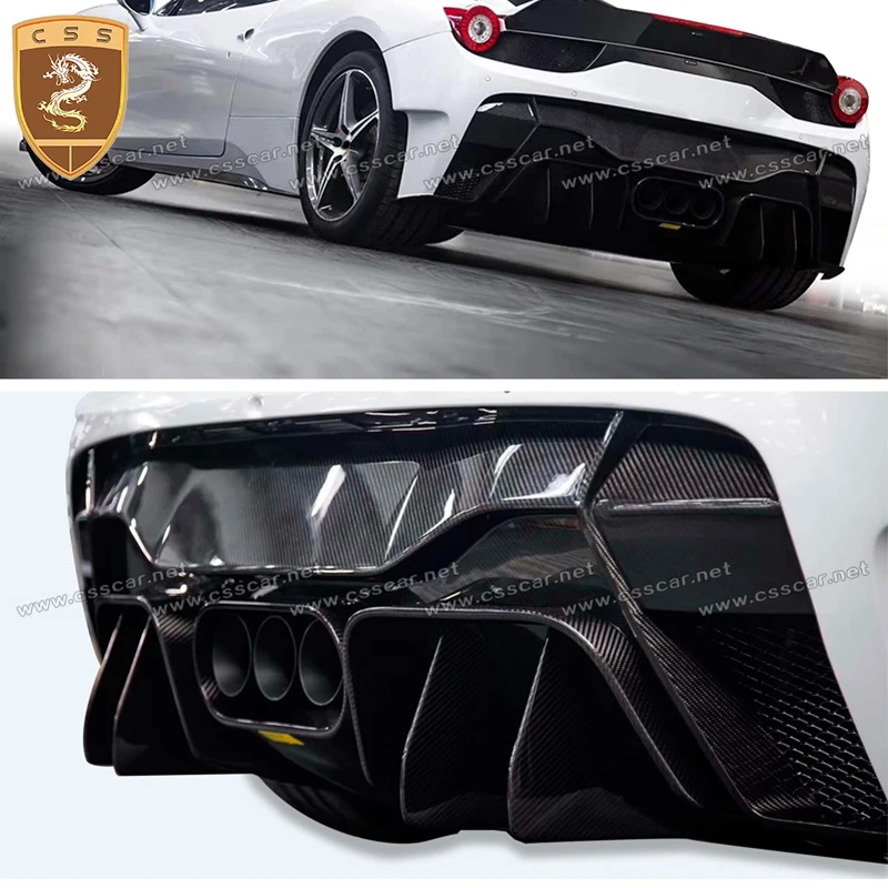 For Ferrari 458 Rear Bumper Vors Style High Quality Real Carbon Fiber Car Bumpers 458 GTB Spider Bodykits Exterior Accessories