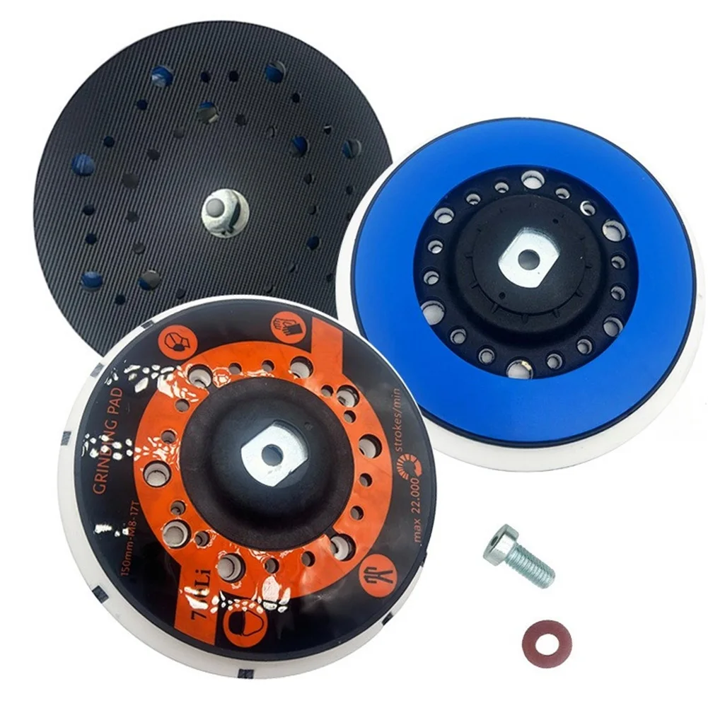 1pc 6inch Sanding Pad With 45 Holes M8-17T Thread Backing Plate For Pneumatic Sander For Woodworking Automotive Tasks Industrial