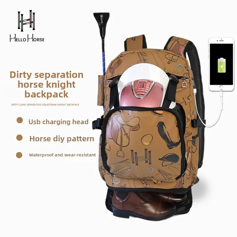 Hello Horse Italian Backpack Knight Bag Equestrian Bag Large Capacity Equestrian Equipment Waterproof Large Capacity Knight Bag