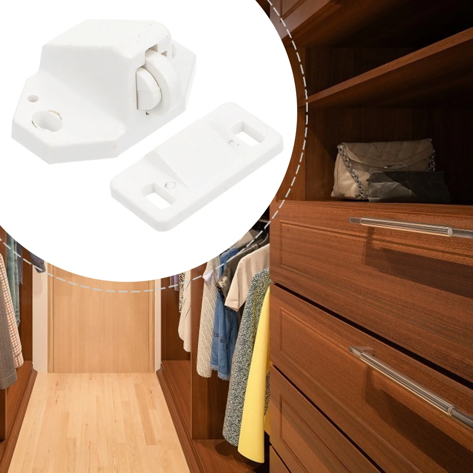 10Sets Door Balls Catch Lock Sturdy Plastic Catch Latch for Closet Cupboard Furniture Doors No Latch Needed Compact Lightweight