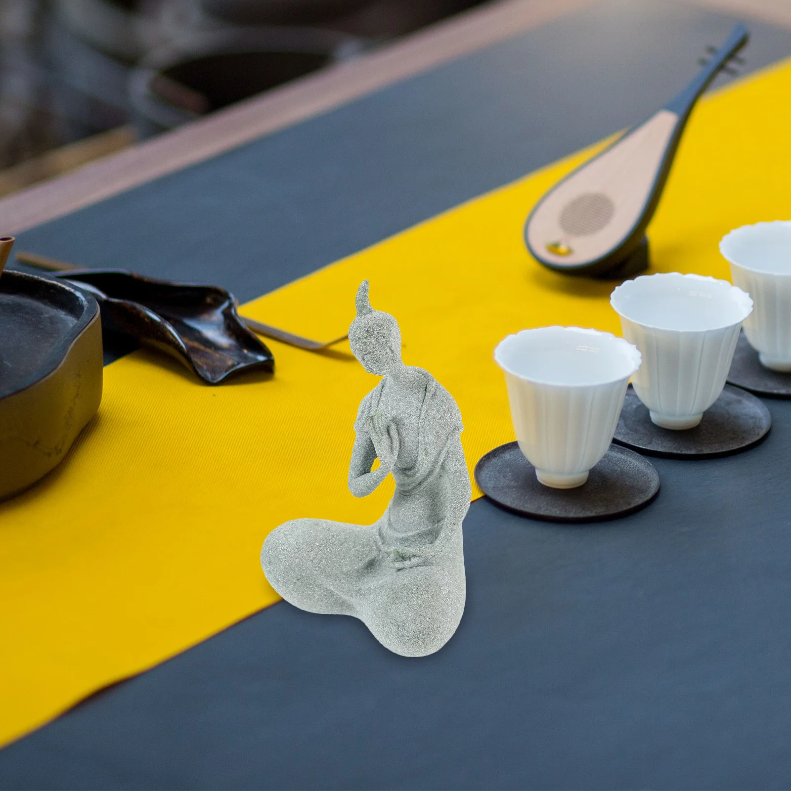 

Desktop Sandstone Buddha Statue Exquisite Zen Style Home Office Decor Unique Retro Buddha Sculpture Sandstone Craft Figurine