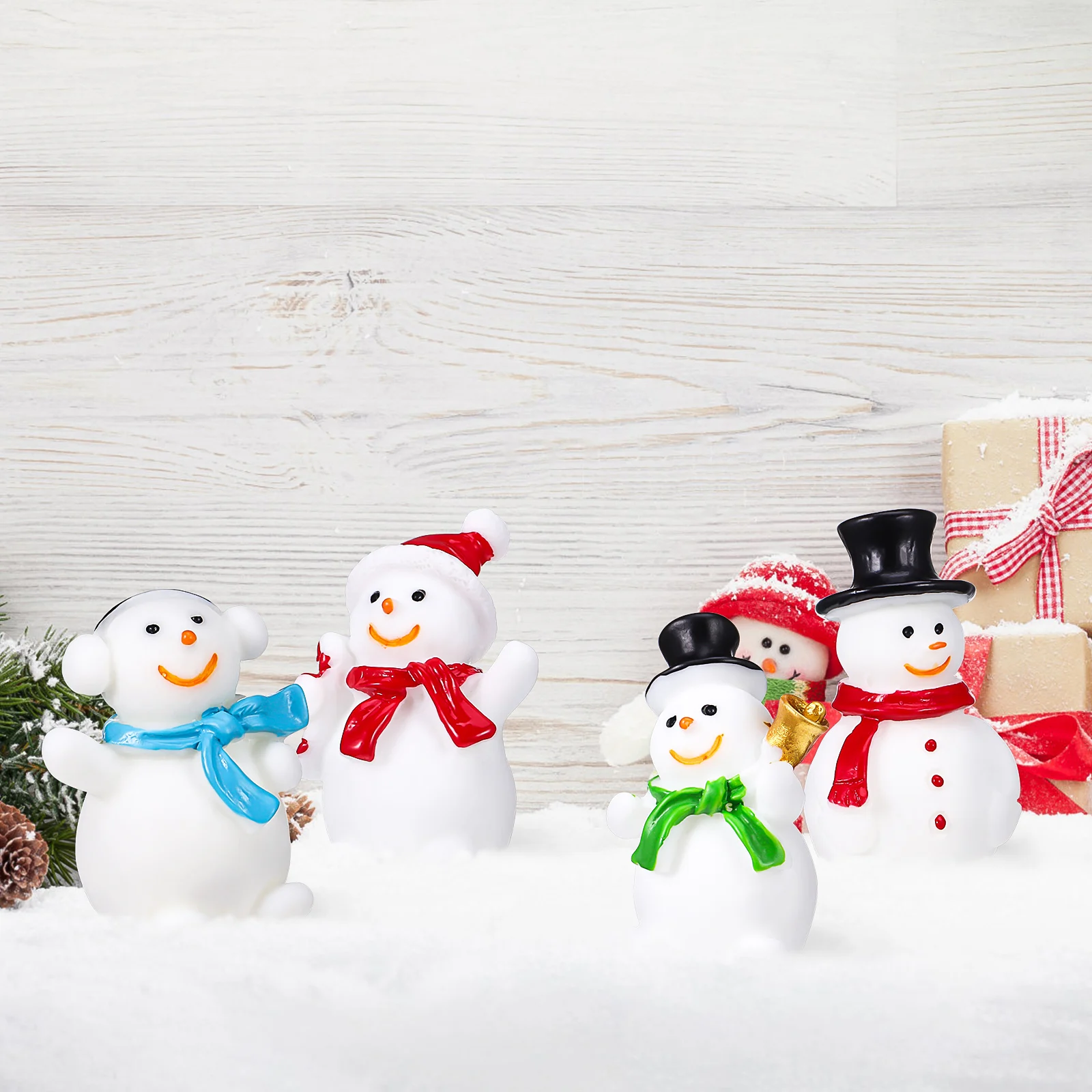 

50Pcs Mini Resin Snowman Decorations Christmas Figures Multi-Size Cute Seasonal Display for Tree Desk Shelf Mini Snowmen