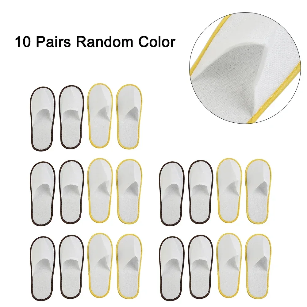 10 Pairs Spa Hotel Guest Soft Slippers Closed Toe Disposable Travel Slipper Quality Velvet Travel Disposable Cotton Home