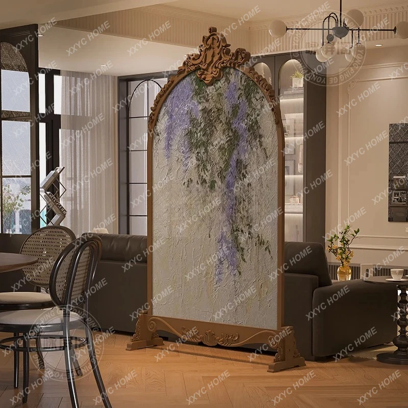 painting flower custom screen partition living room bedroom blocking entrance household solid wood carving flower seat screen