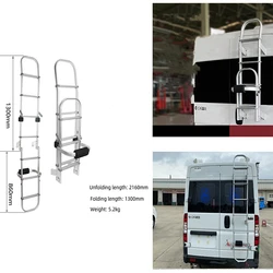 RV Aluminum Alloy RV Rear Climbing Ladder Multi-purpose Folding Ladder Outdoor Anti-skid Mounting Ladder Suitable for Caravan