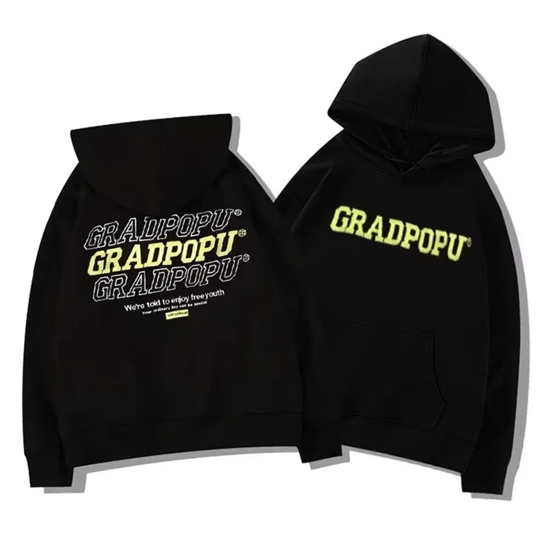 

Autumn Men's Letter Printed Hooded Sweatshirts 2025 New Hip Hop Cotton Fleece Oversize Hoodies Y2K Vintage Streetwear Hoody