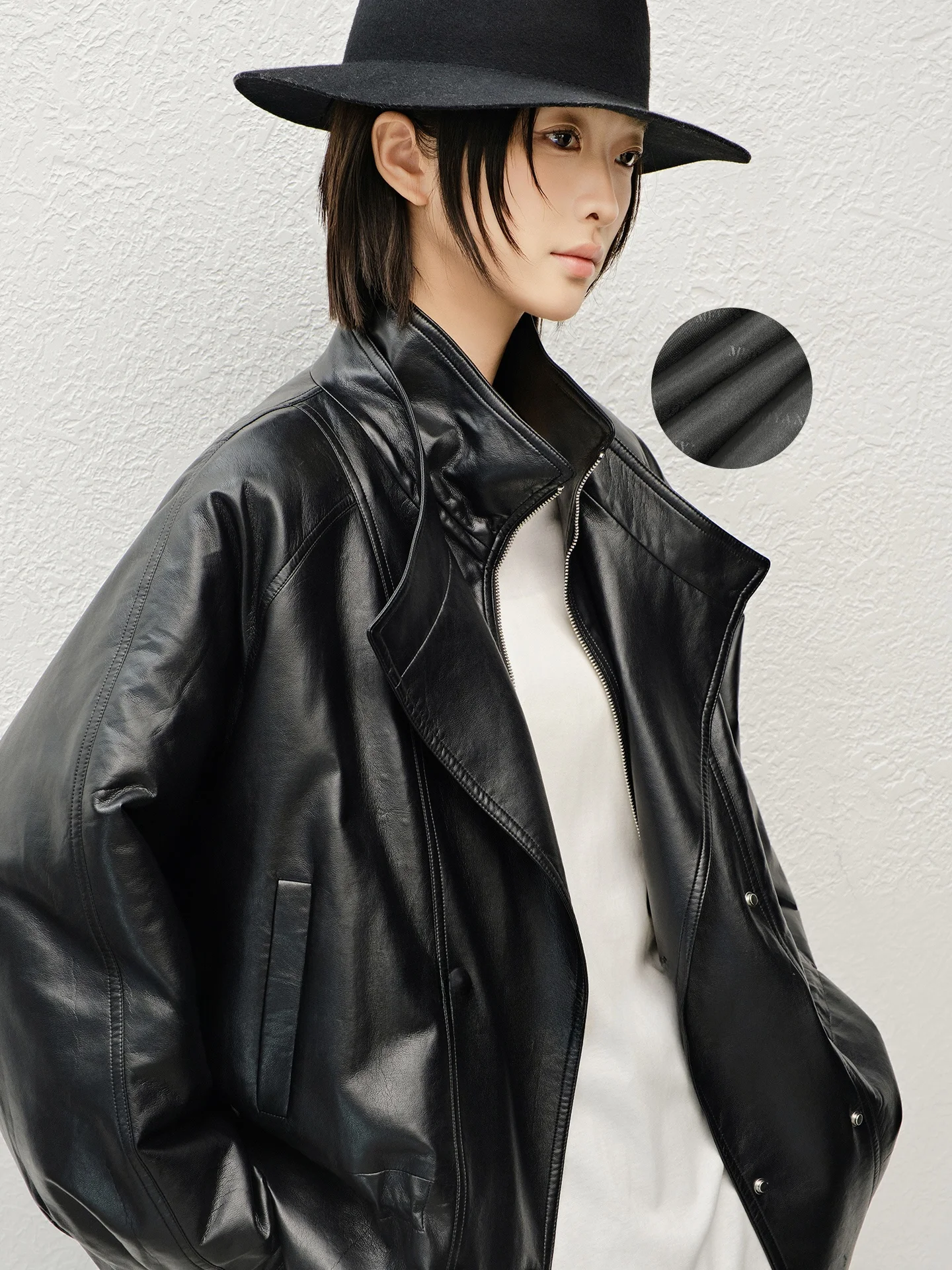 

Куртка MeiYang с двойным воротником, на хлопковой подкладке, теплая, на молнии, в уличном стиле, из искусственной кожи, для молодых женщин, гарантия тепла