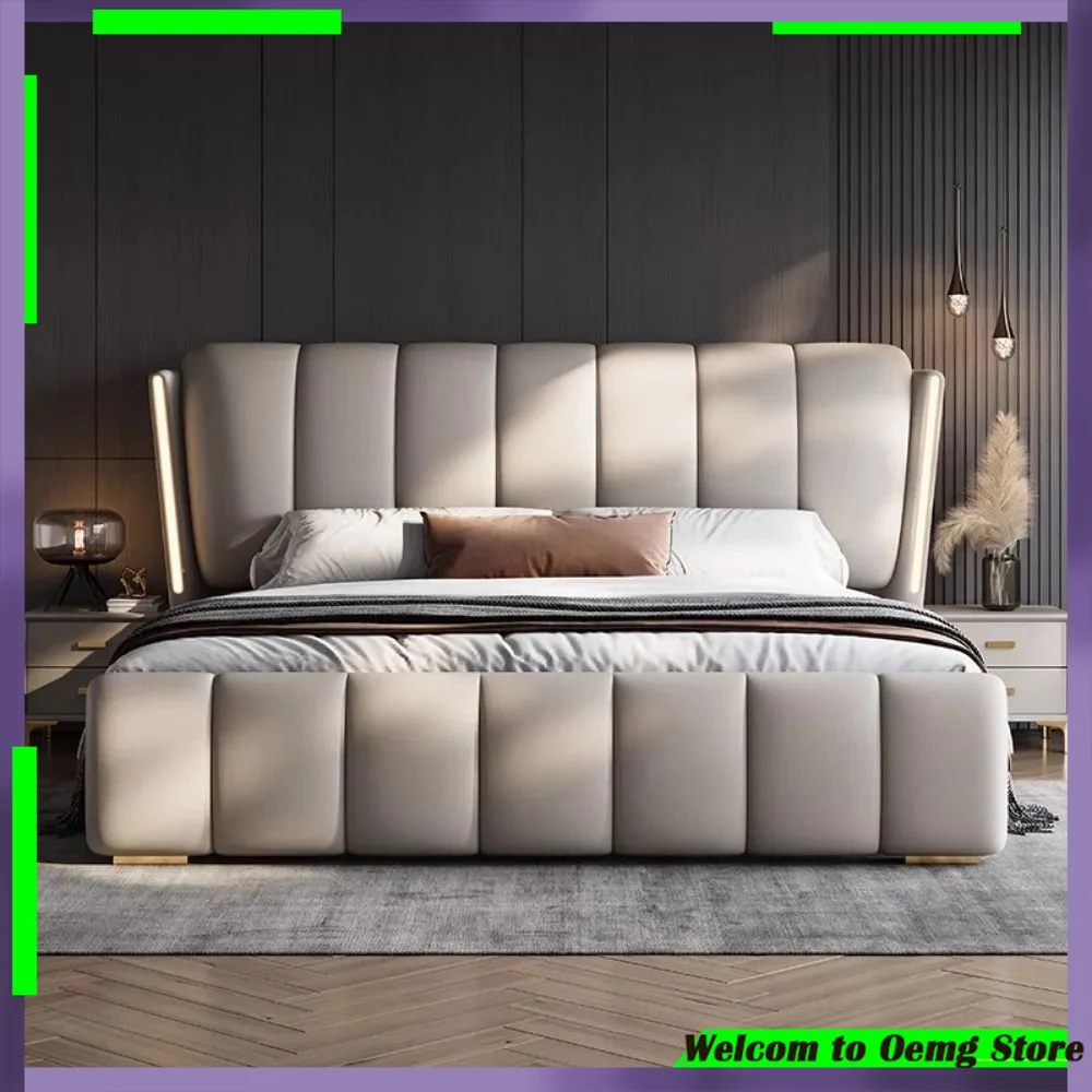 

Luxury Waterproof Minimalist Double Bed Stylish Storage Headboard Modern Apartment Furniture Ultimate Comfort Style Decoration