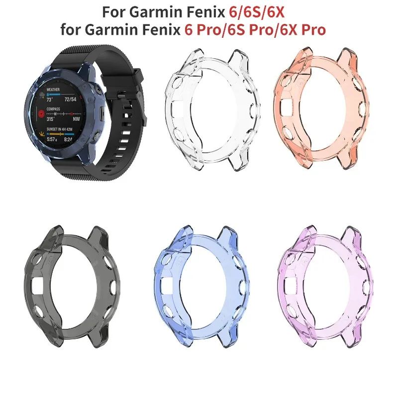 Soft TPU Protector Case Cover For Garmin Fenix 6 6S 6X Smart Watch Clear Protective Frame For Garmin Fenix 6 Pro/6S Pro/6X Pro