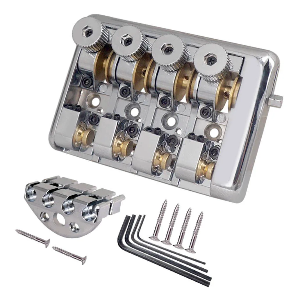 

Easy Replacement and Enhanced Tone with the Brass Roller Saddle Travel Bass Bridge for 4 String Headless Guitars