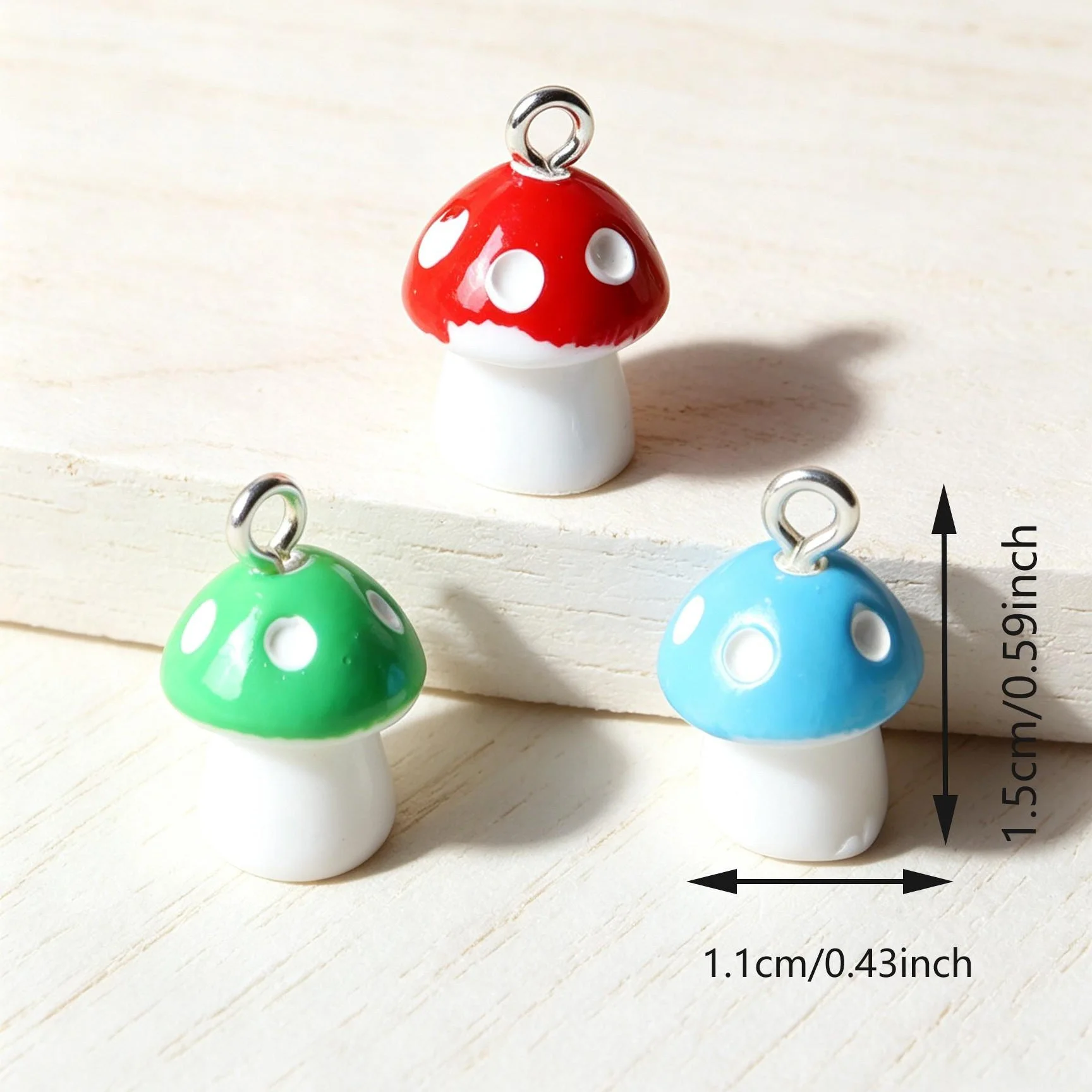 10PCS Random color mixing Cute 3D Mushroom Resin Pendants, DIY Craft Charms for Earrings Bracelet Jewelry Making