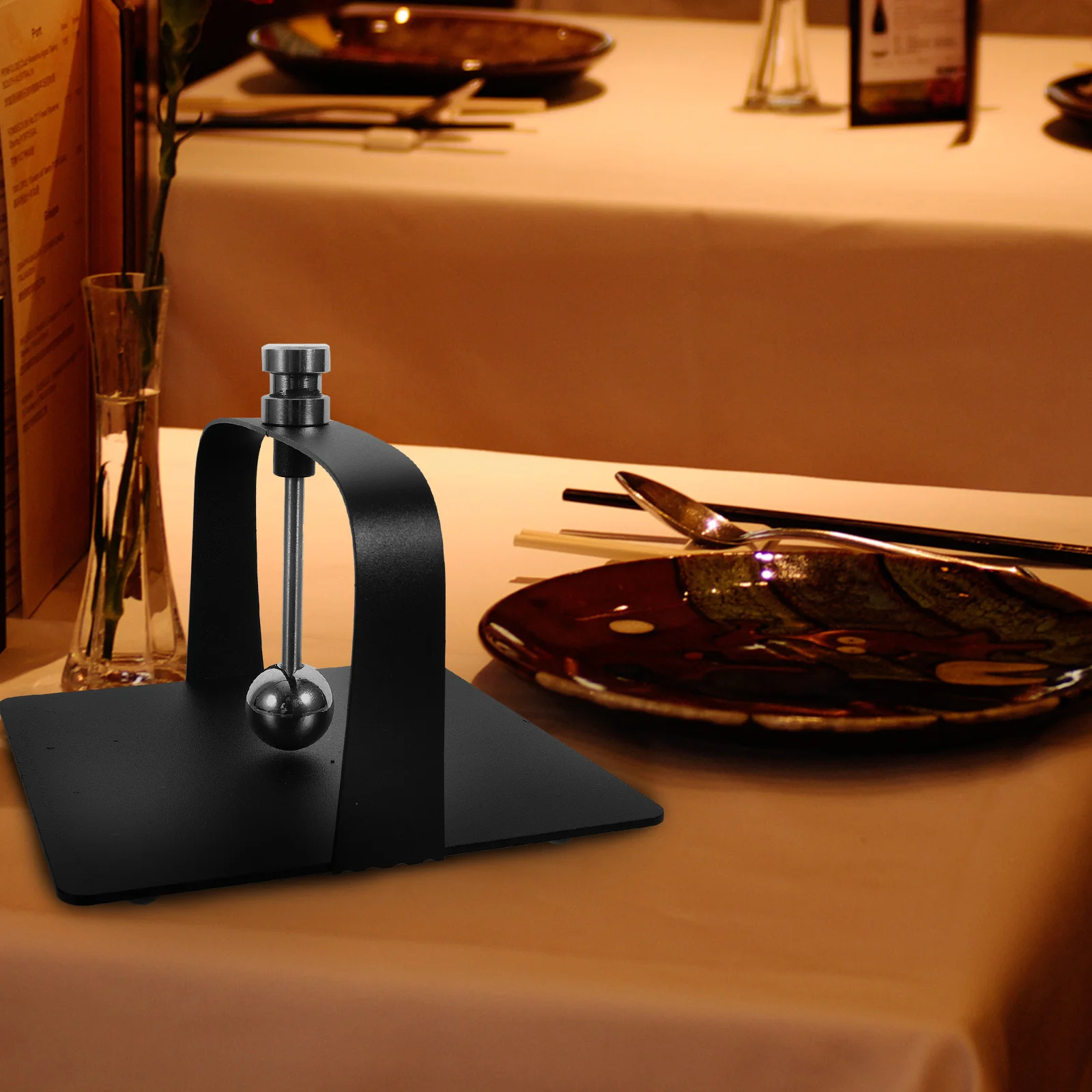 

1pc Stainless Steel Napkin Rack Hotel Table Tissue Stand Freestanding Black Creative Paper Holder Desktop Organizer
