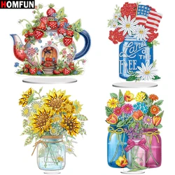 HOMFUN DIY 특별한 모양 드릴 다이아몬드 페인팅 책상 장식, 크리스탈 꽃병 꽃 자수, 라인석 홈 탁상 장식 선물