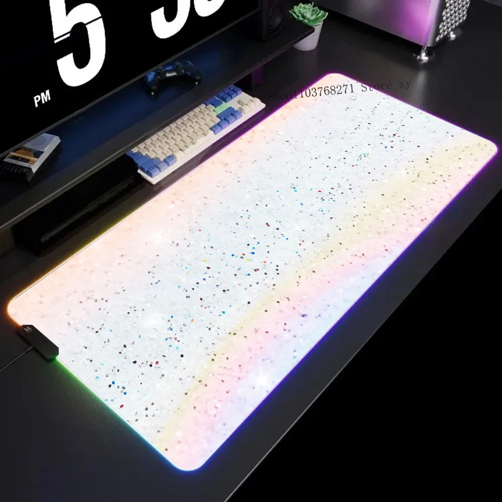 Elegante glitter en textuur muismat XXL RGB gaming muismatten HD zwarte gameraccessoires grote LED