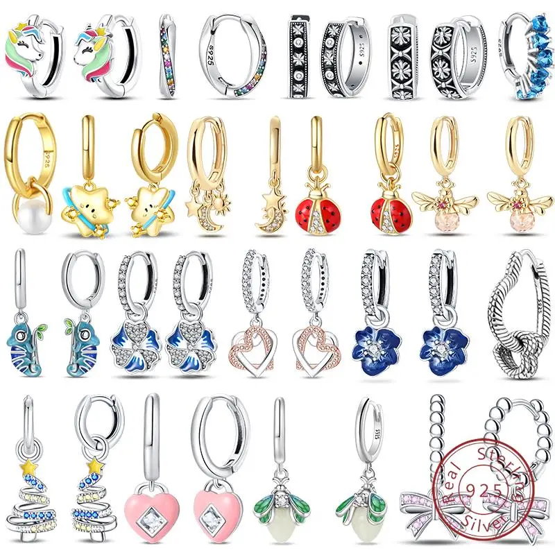 Hot 925 Sterling Silver Earrings Charm Simple Shiny Zircon Wedding Women Jewelry Gift