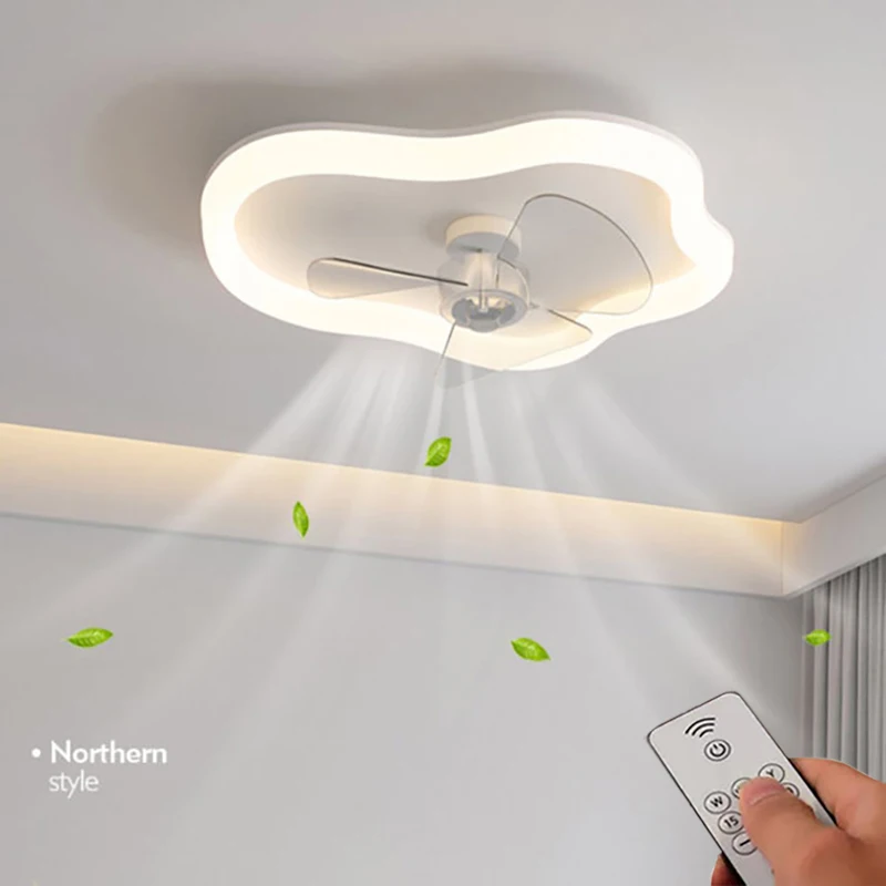 

Modern Art Nordic Minimal White Ceiling Fan Lamp With Led Light and Remote Control Bedroom Living Room Home Decoration Lighting