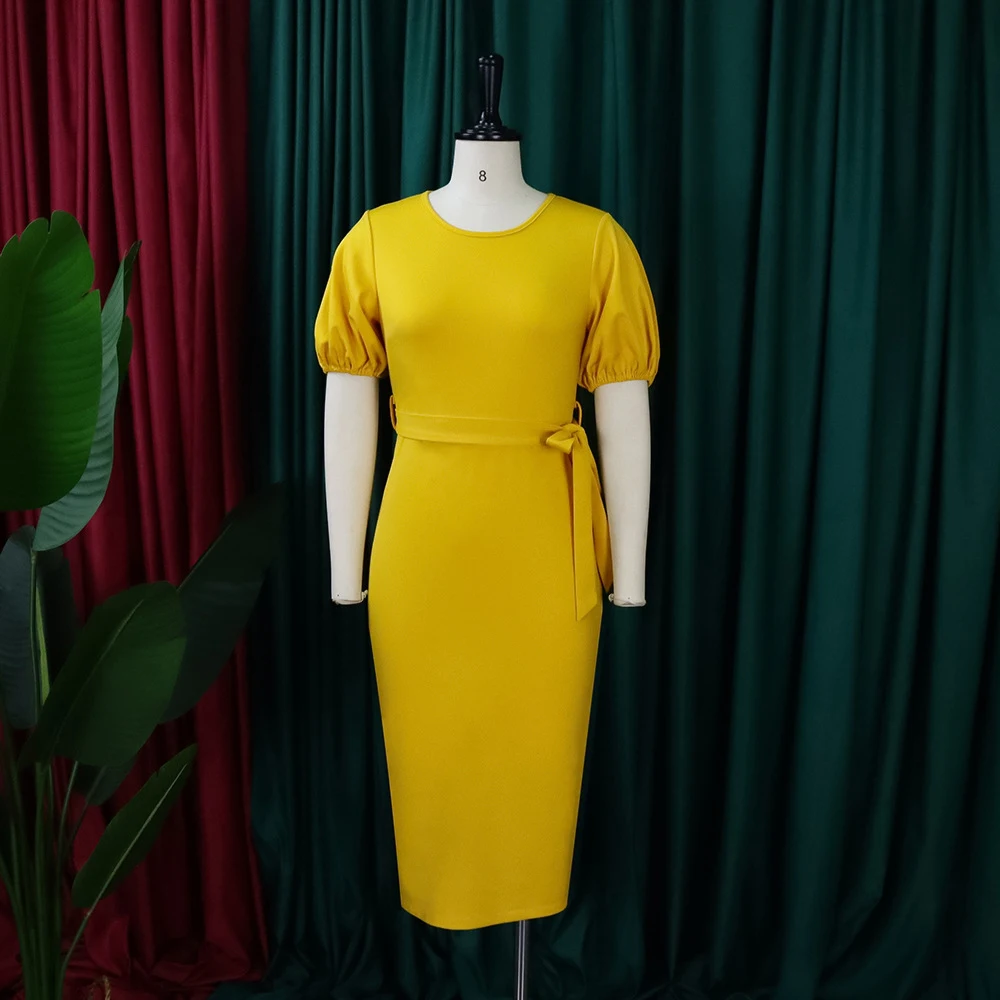 Yellow Green White Summer Dresses For Women New Korean Big Size Middle-aged Women\'s Clothing Long Chic And Elegant Evening Dress